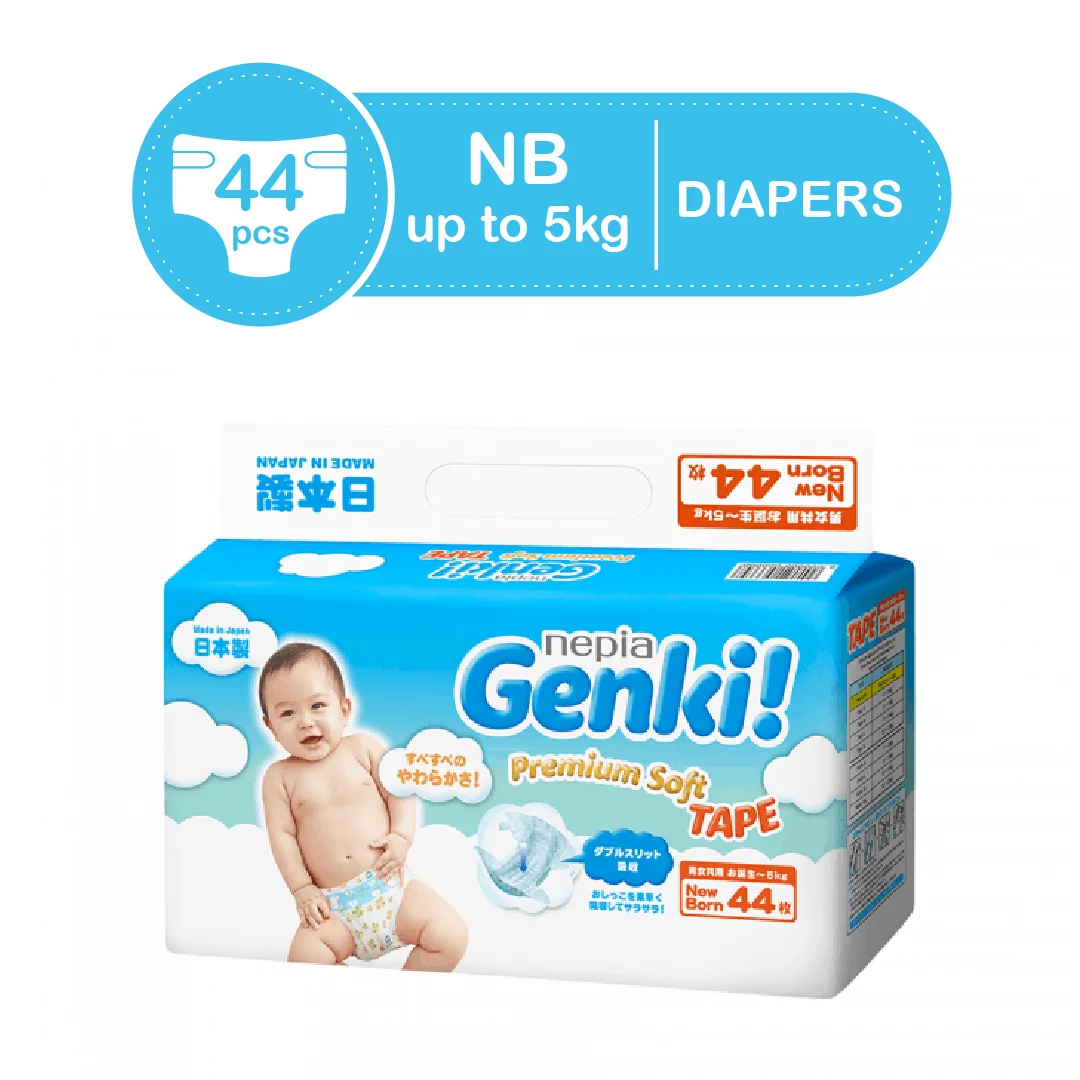 Nepia Genki Premium Soft Diapers - 44 pieces for Newborn